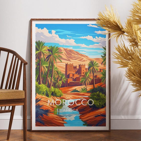 Morocco Travel Print Africa Poster Wall Art African Decor
