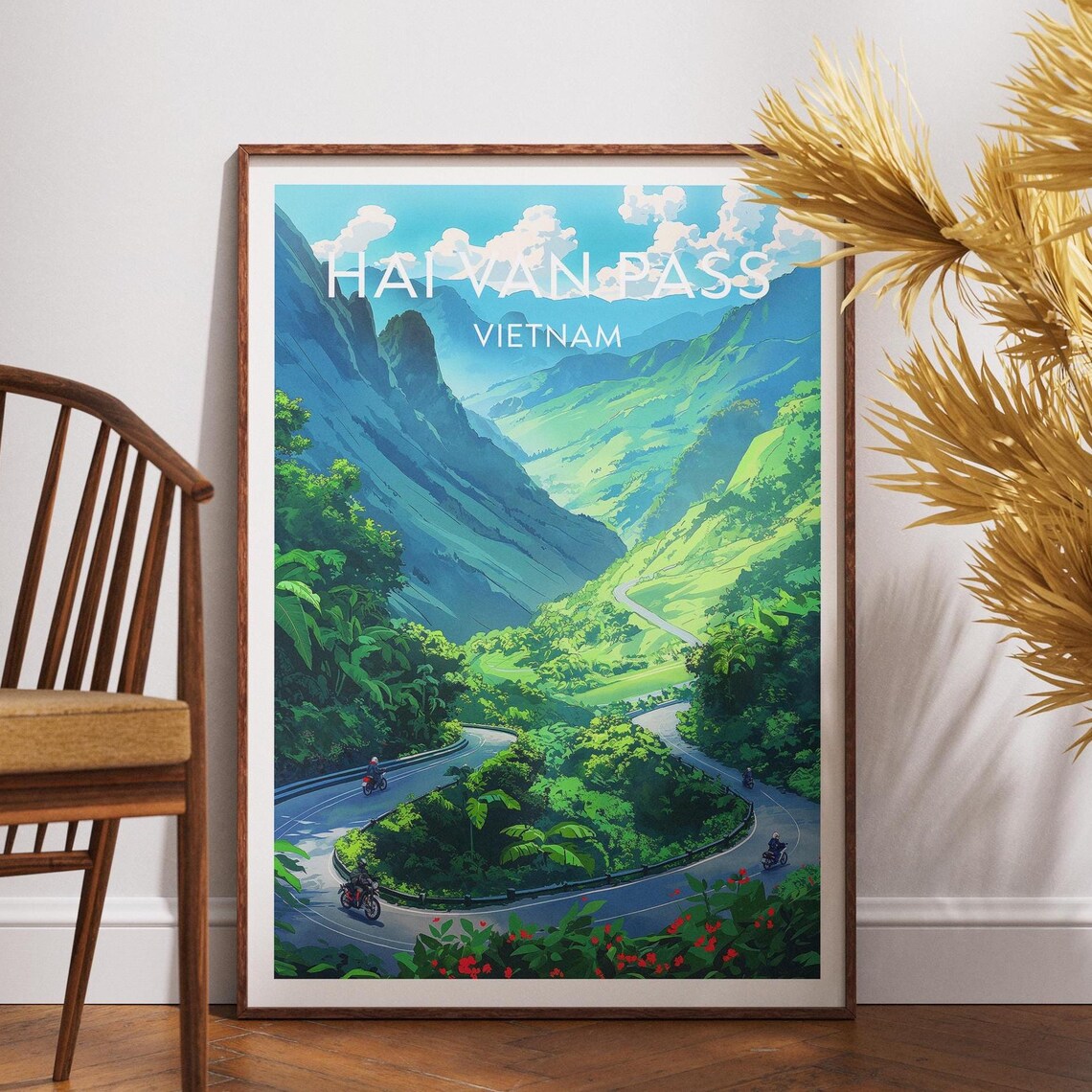 Hai Van Pass Vietnam Winding Mountain Road Motorbike Travel Poster