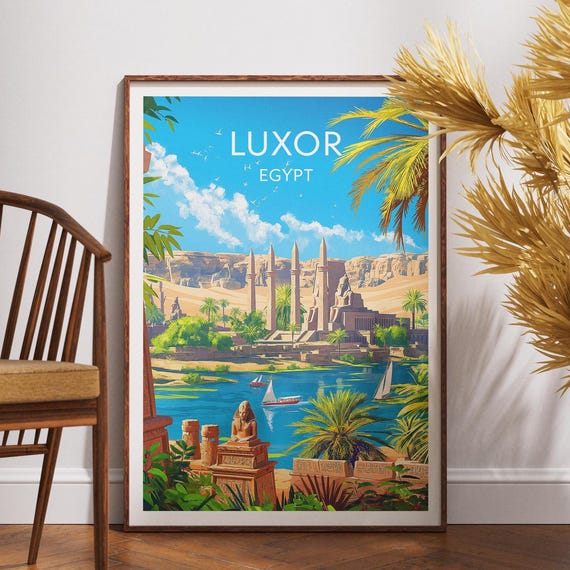 Luxor Travel Print Egypt Poster Wall Art Africa Thebes Ancient