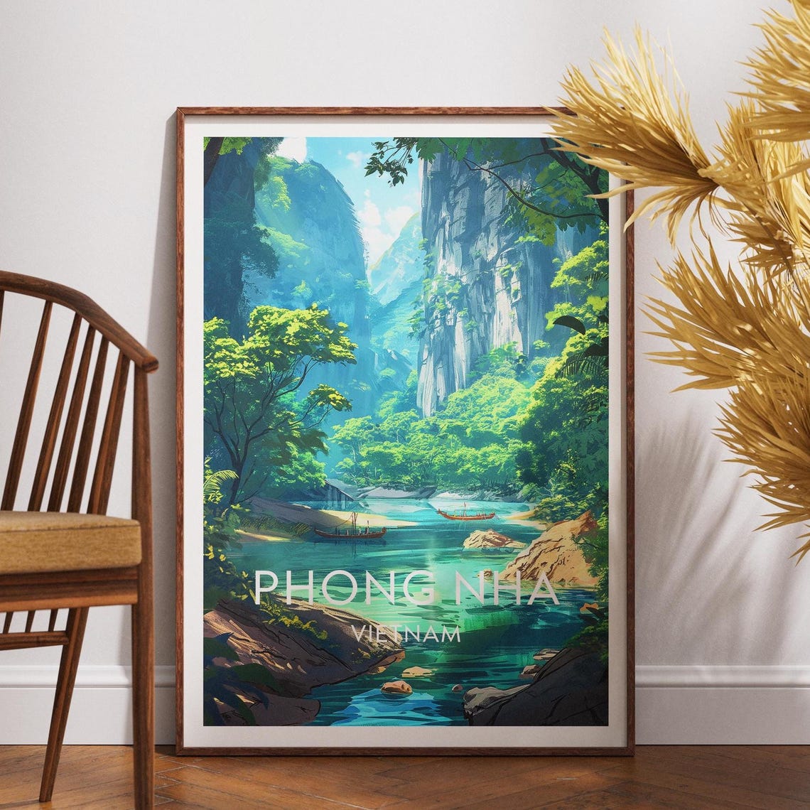 Phong Nha Vietnam Emerald River Canyon Jungle Boat Ride Travel Poster