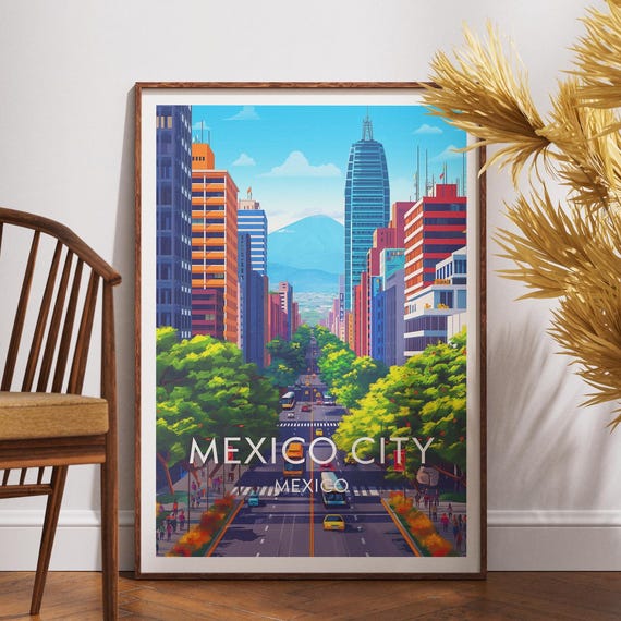 Mexico City Travel Print Poster Wall Art