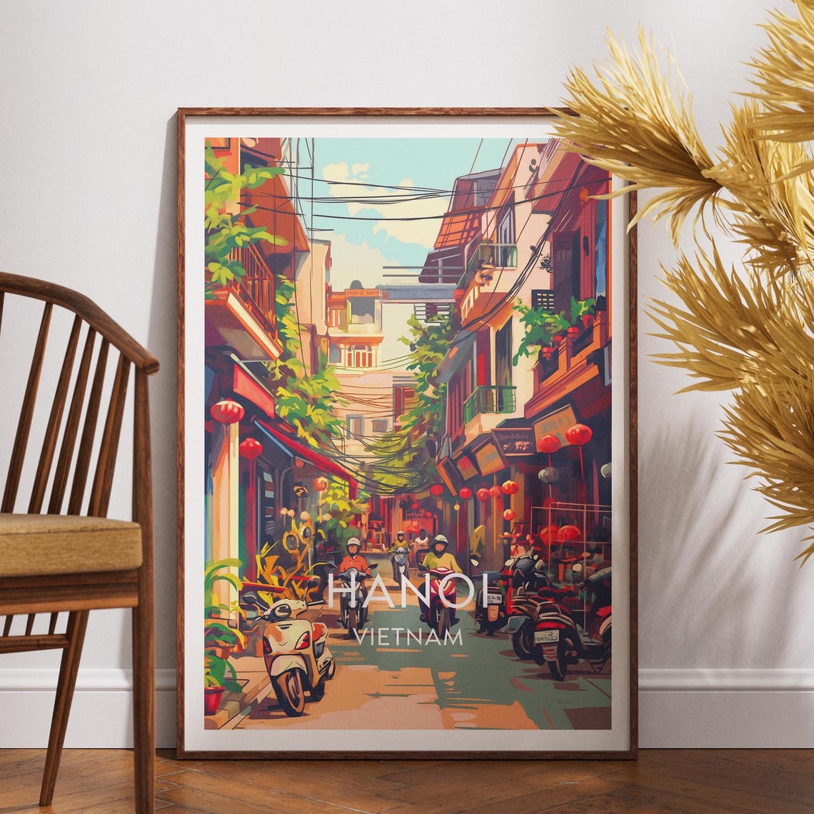 Hanoi Travel Poster, Vietnam Wall Art