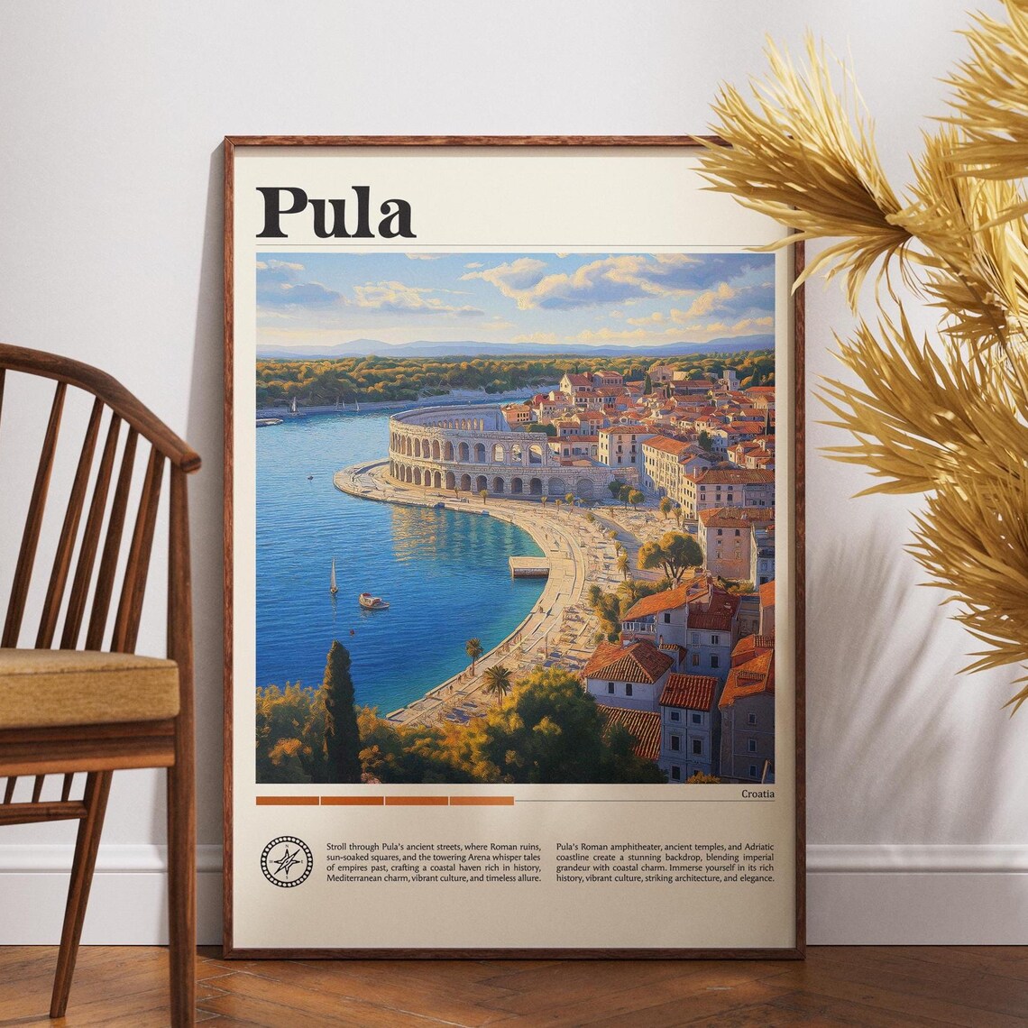 Pula Croatia Roman Amphitheater Arena Waterfront Travel Poster