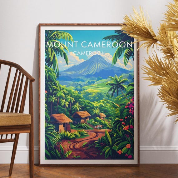 Mount Cameroon Travel Print Africa Poster Wall Art