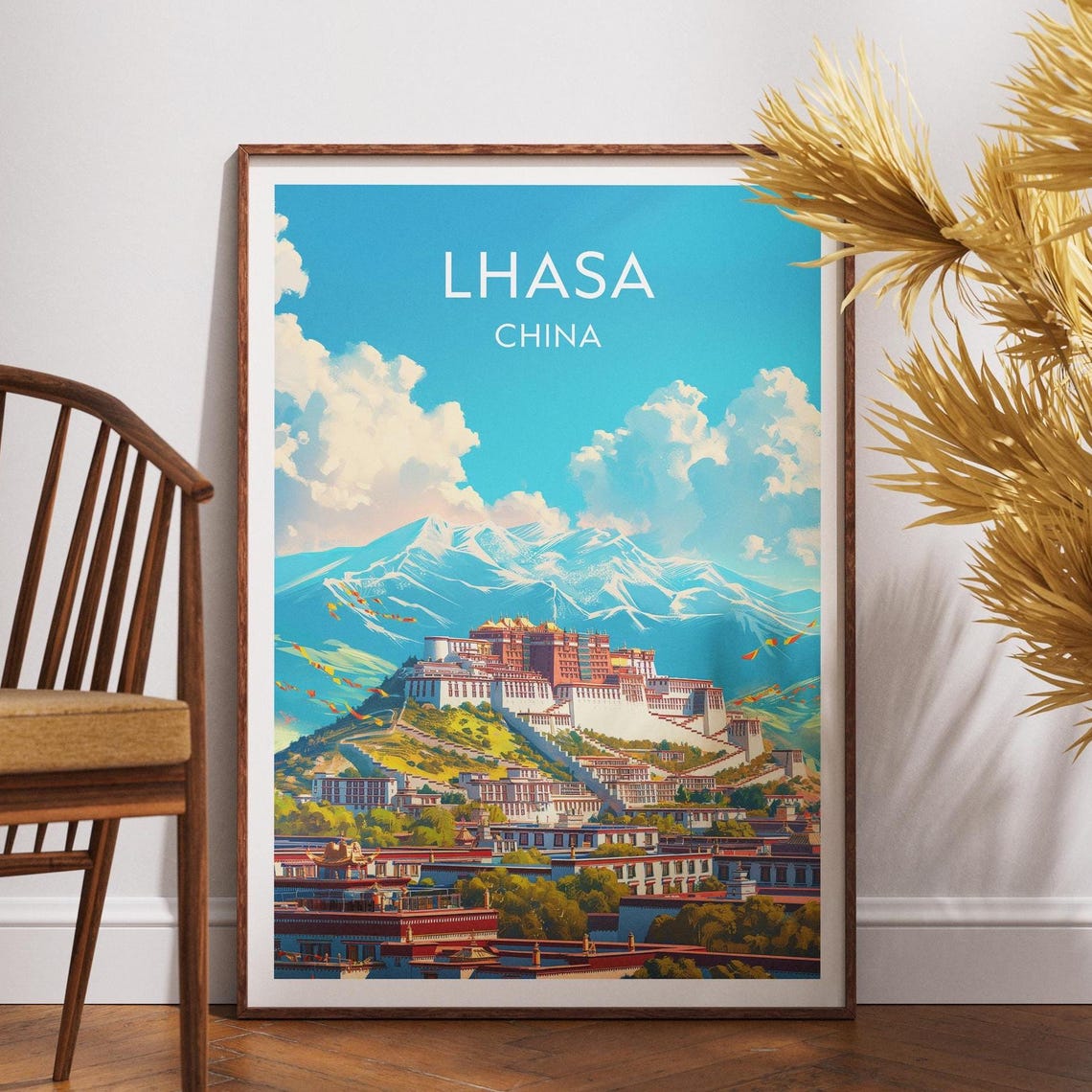 Lhasa Tibet Potala Palace Himalaya Snow Mountain Peaks Poster