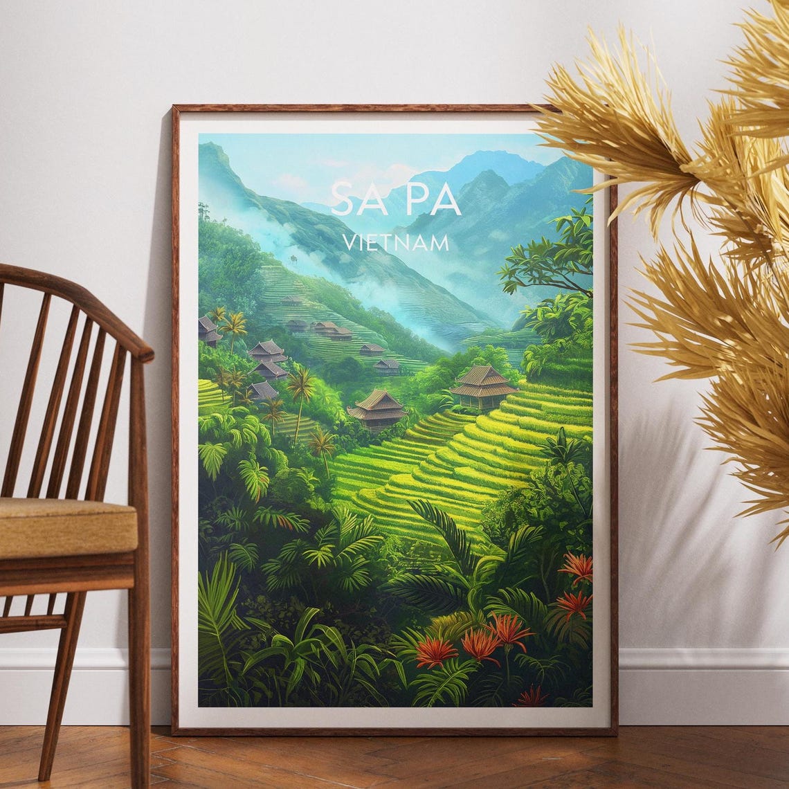 Sa Pa Vietnam Rice Terrace Village Mountain Vintage Travel Poster