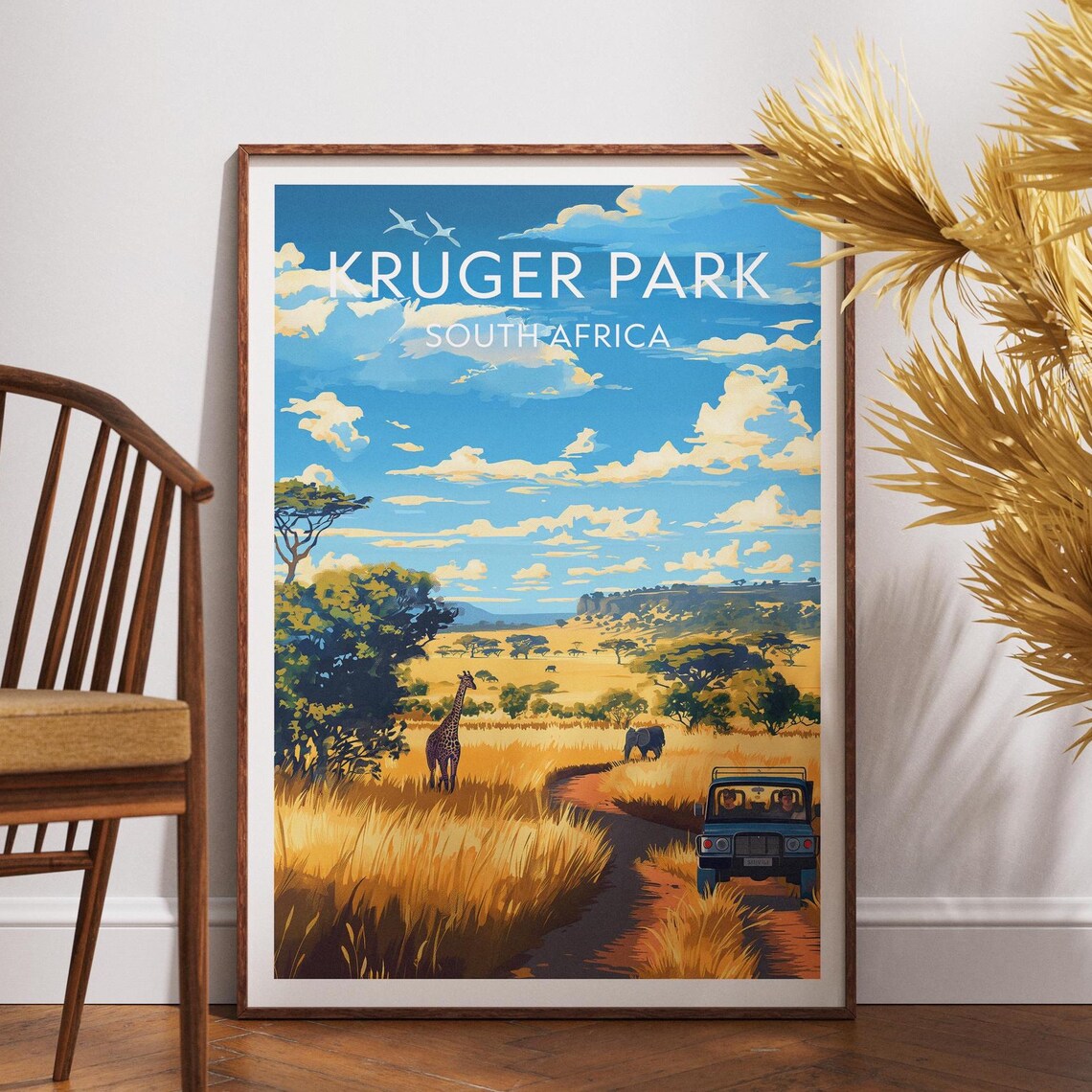 Kruger Park South Africa Savanna Elephant Game Drive Travel Poster