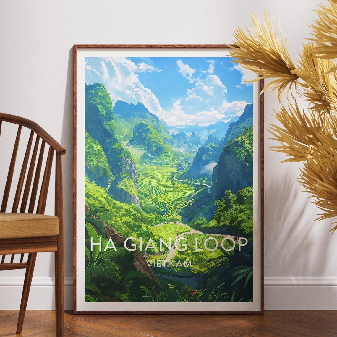 Ha Giang Loop Vietnam Mountain Pass Terraces Travel Poster Art