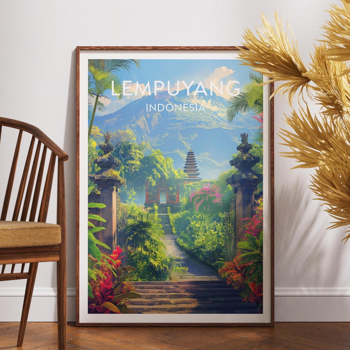 Lempuyang Indonesia Temple Gate Volcano Bali Heavenly Travel Poster