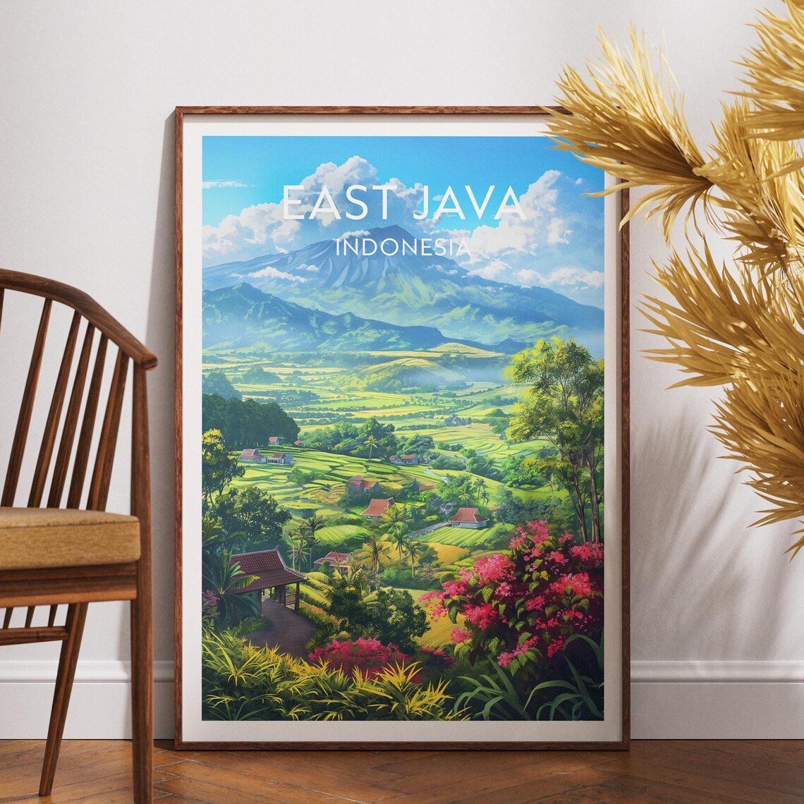 East Java Travel Poster, Tumpak Sewu Waterfall