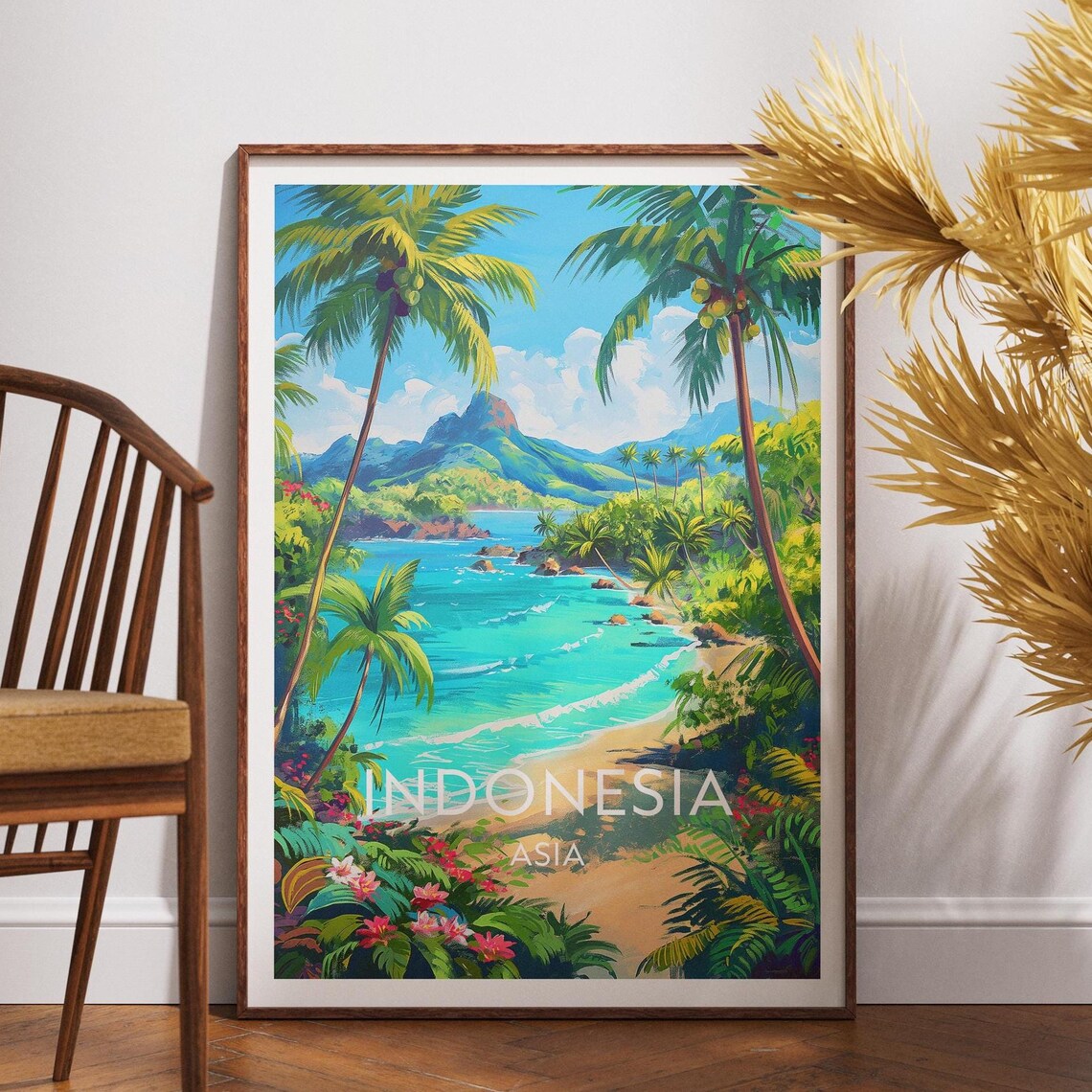 Indonesia Travel Poster, Bali Backpacking Decor