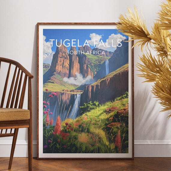 Tugela Falls Travel Print South Africa Poster Wall Art Fallsafrica