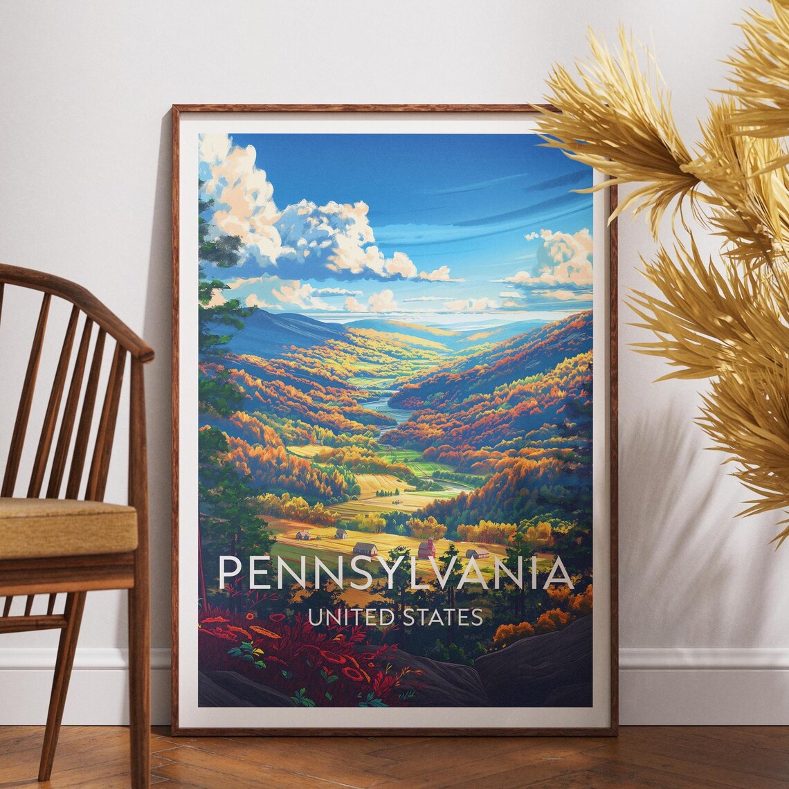 Rural Pennsylvania United States Autumn Mountain Valley Poster