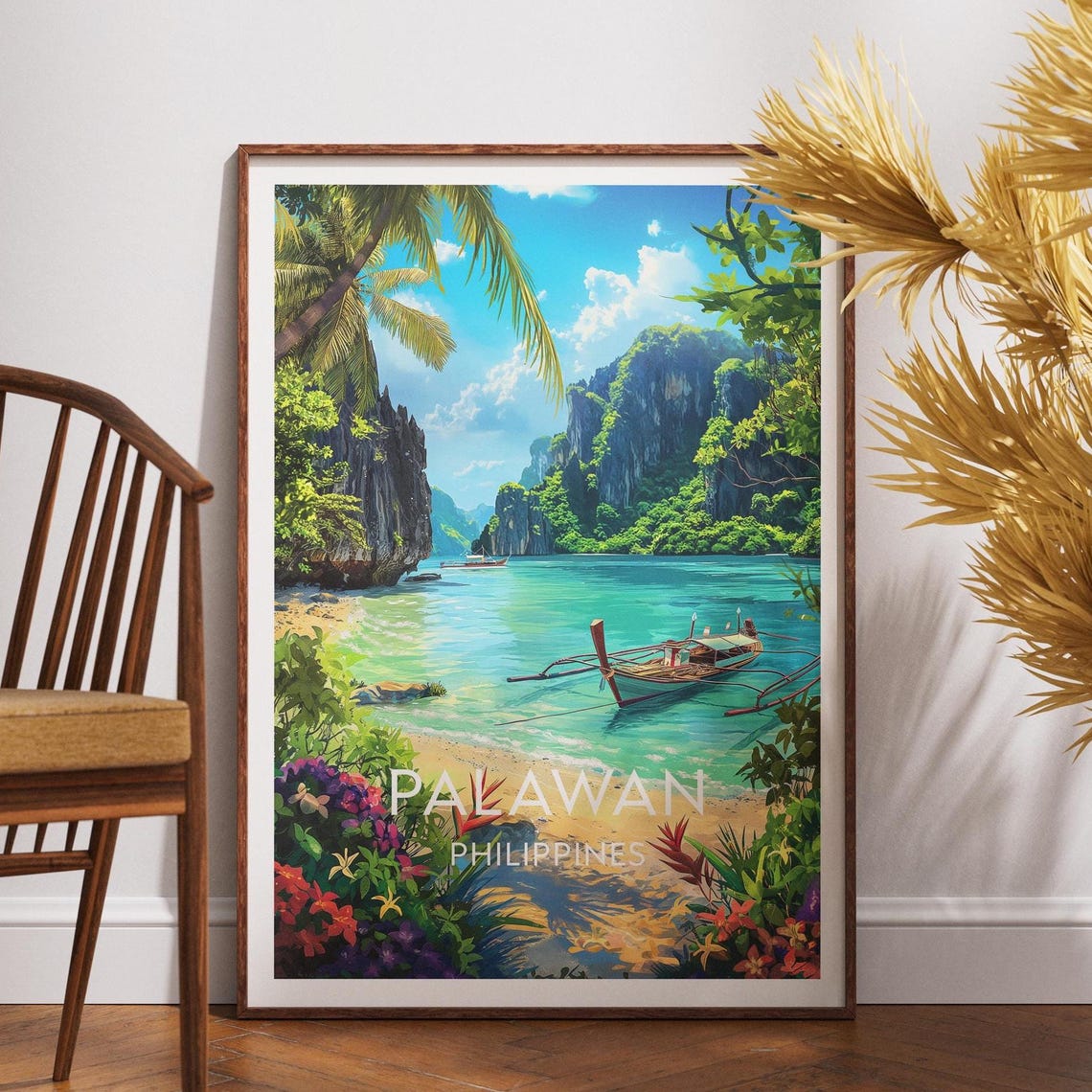Palawan Philippines Turquoise Bay Limestone Cliffs Travel Poster
