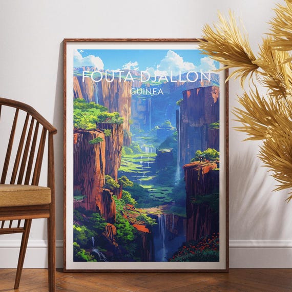 Fouta Djallon Travel Print Equatorial Guinea Poster Wall Art Africa