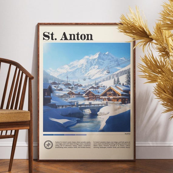 St Anton Travel Print Austria Poster Wall Art Europe Skiing