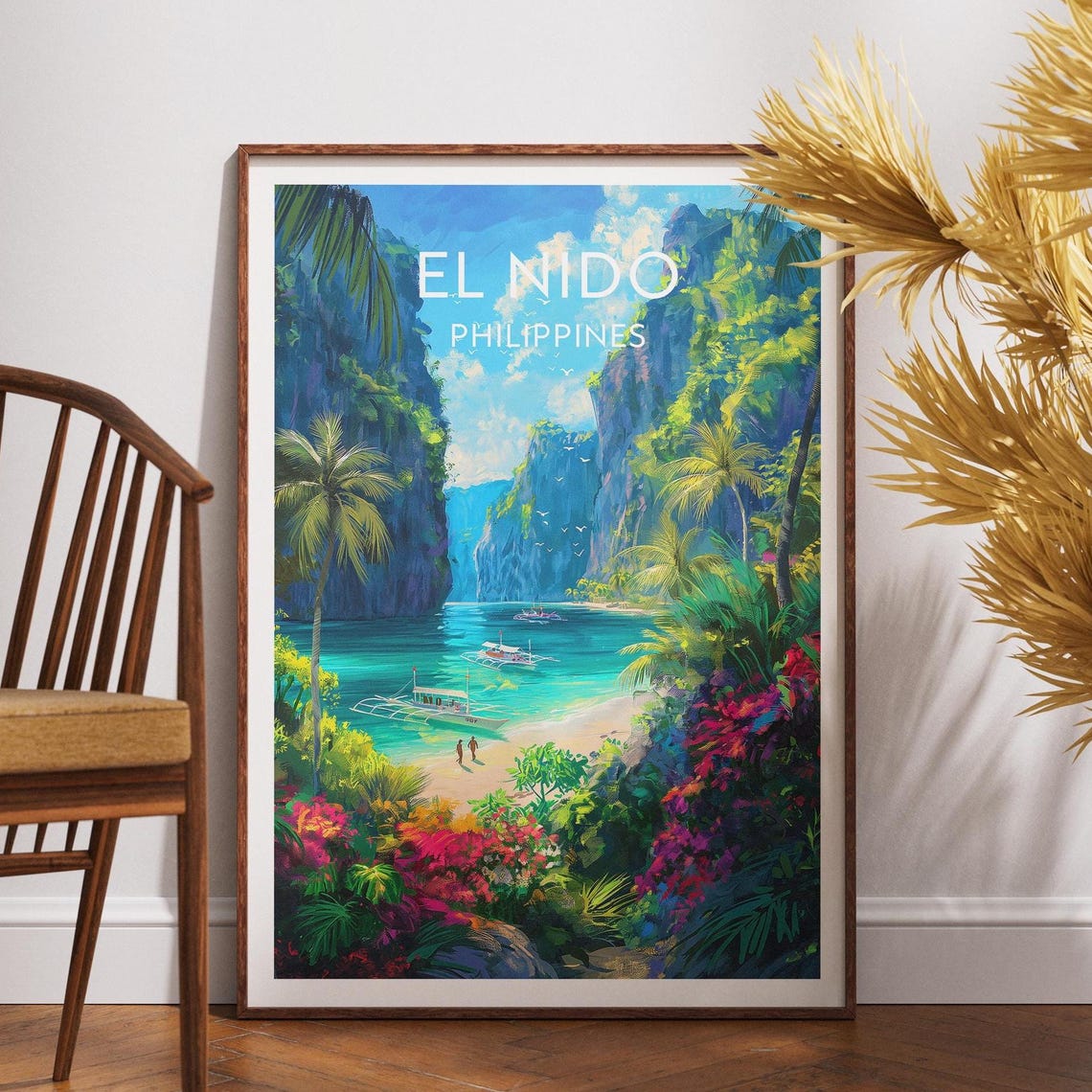 El Nido Philippines Tropical Lagoon Karst Cliffs Travel Poster