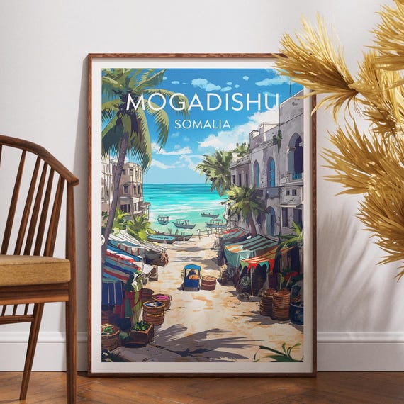 Mogadishu Poster Somalia Print Travel Art Africa Wildlife