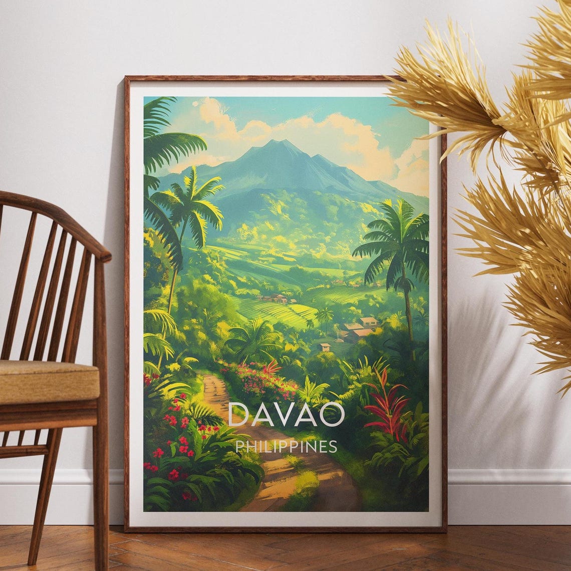 Davao Philippines Lush Jungle Trail Mountain View Travel Poster