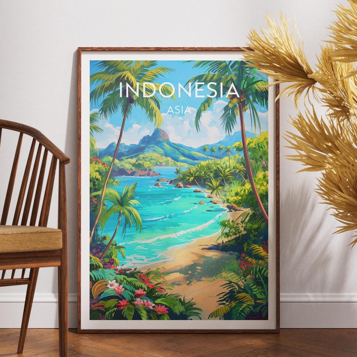 Indonesia Travel Print Poster Wall Art Backpacking Se Asia Decor Bali