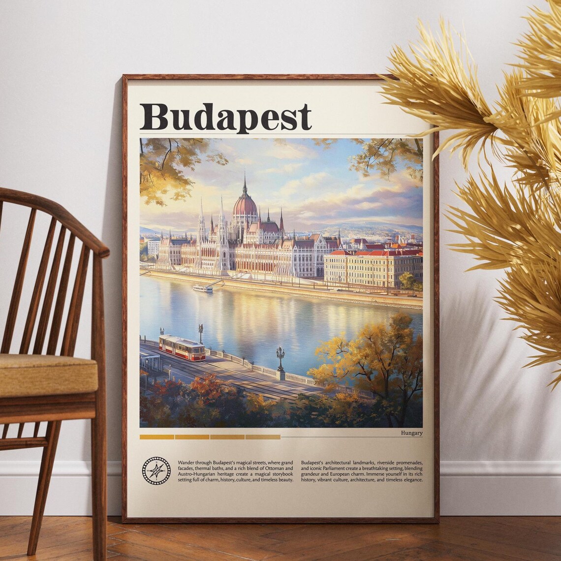 Budapest Hungary Parliament Danube Watercolor Cityscape Travel Poster