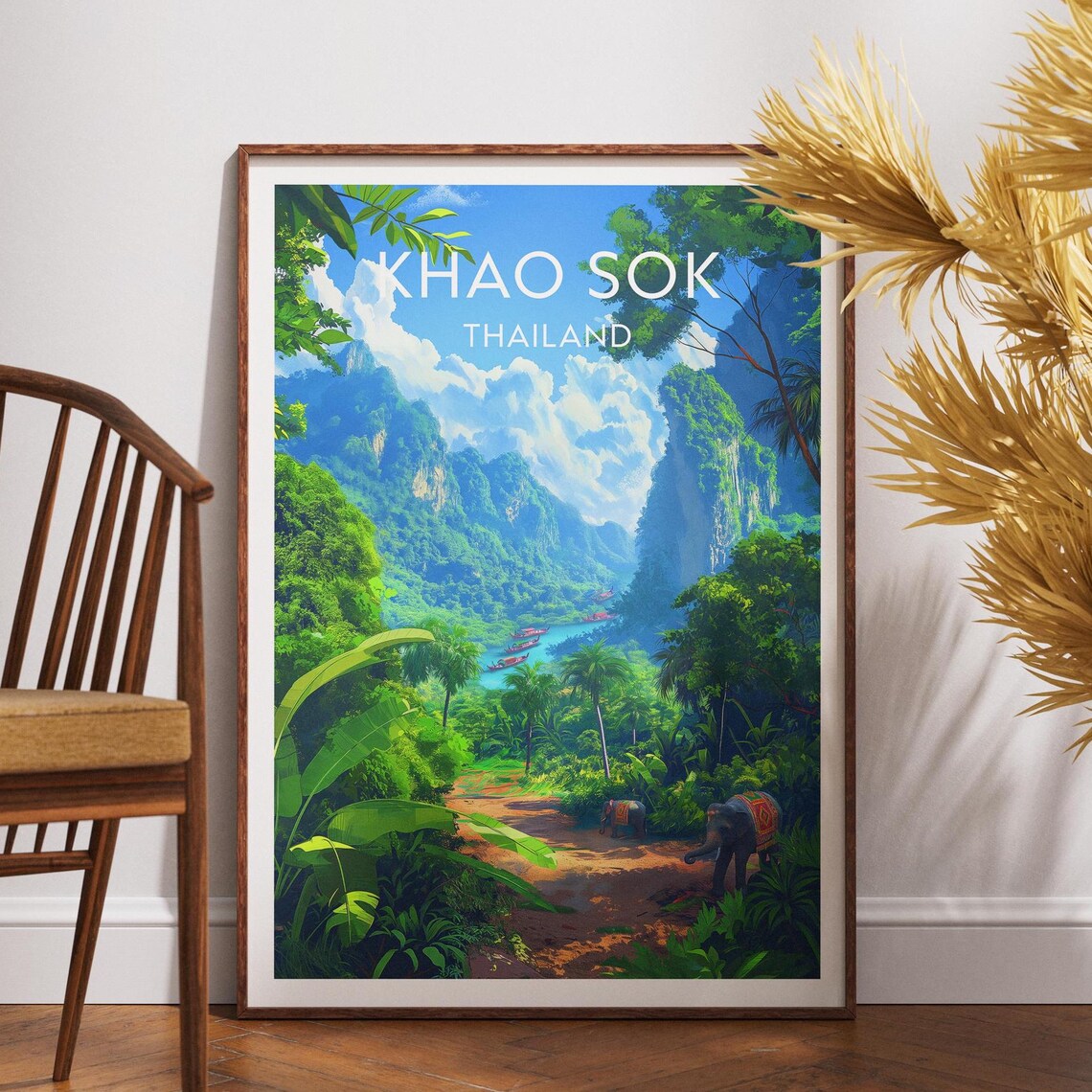 Khao Sok Thailand Tropical Rainforest Elephant Trail Travel Poster