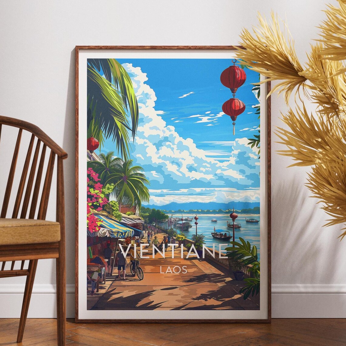 Vientiane Travel Poster, Laos Wall Art
