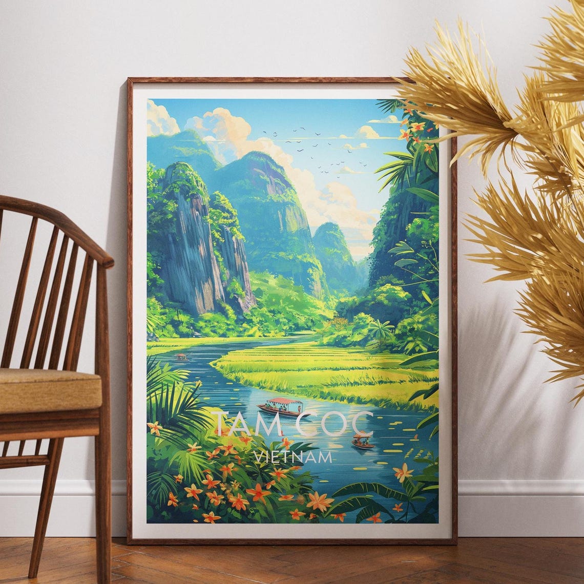 Tam Coc Travel Poster, Vietnam Wall Art