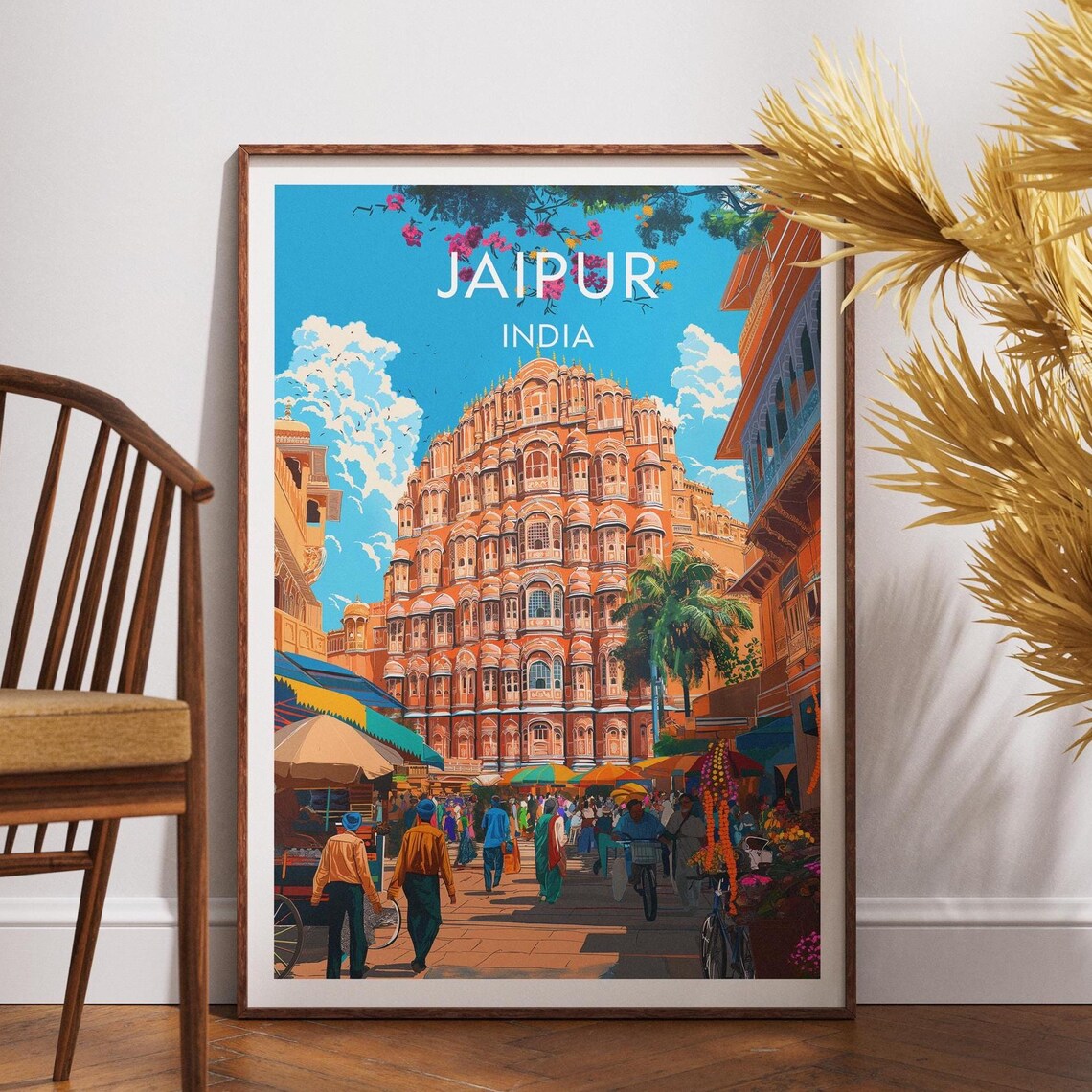 Jaipur Travel Poster, Hawa Mahal Rajasthan