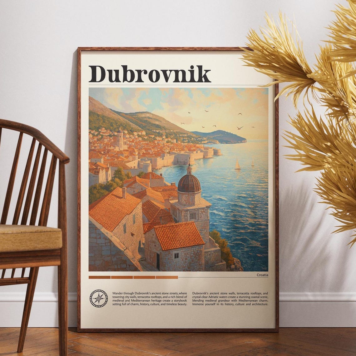 Dubrovnik Croatia Ancient Walled Old Town Adriatic Coast Travel Poster