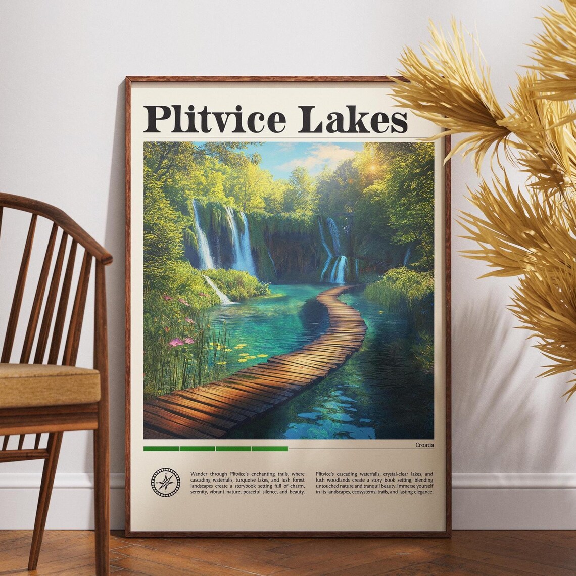 Plitvice Lakes Croatia Waterfalls Boardwalk National Park Travel Poster