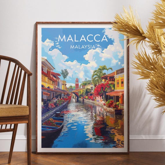 Malacca Print Malaysia Wall Art City Poster Jonker Street Travel Backpacking Melaka