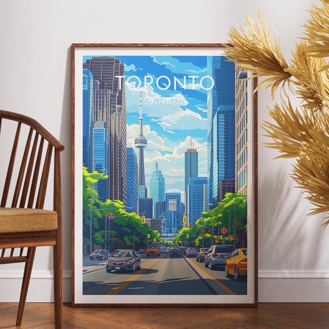 Toronto Canada CN Tower Downtown City Skyline Scenic Travel Poster