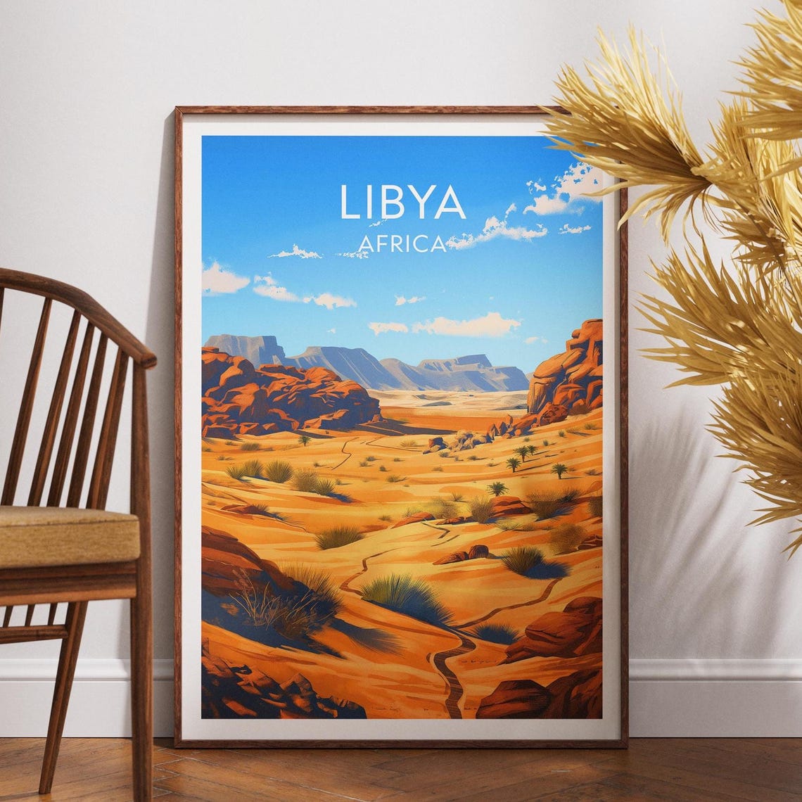 Libya Africa Sahara Desert Rock Formations Vintage Travel Poster