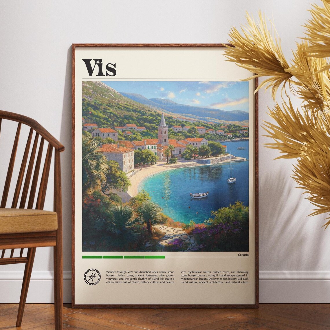 Vis Island Croatia Beautiful Turquoise Coastline Travel Poster