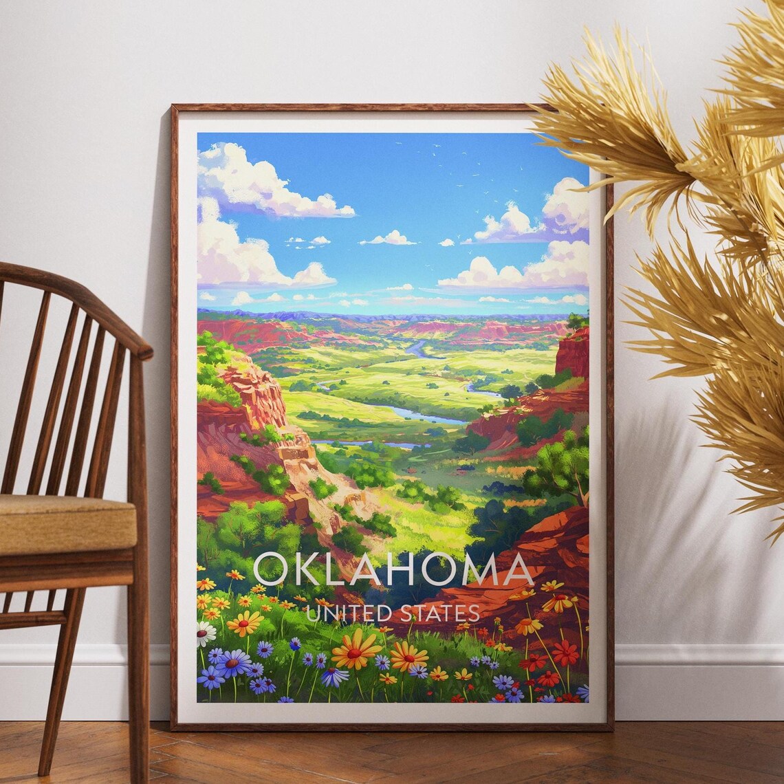 Oklahoma United States Canyon Valley Wildflower Scene Poster