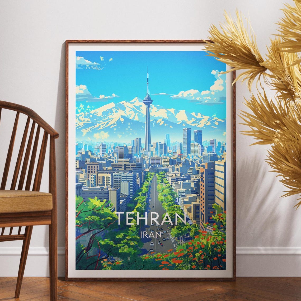 Tehran Iran Alborz Mountains Modern City Tree Lined Avenue Poster