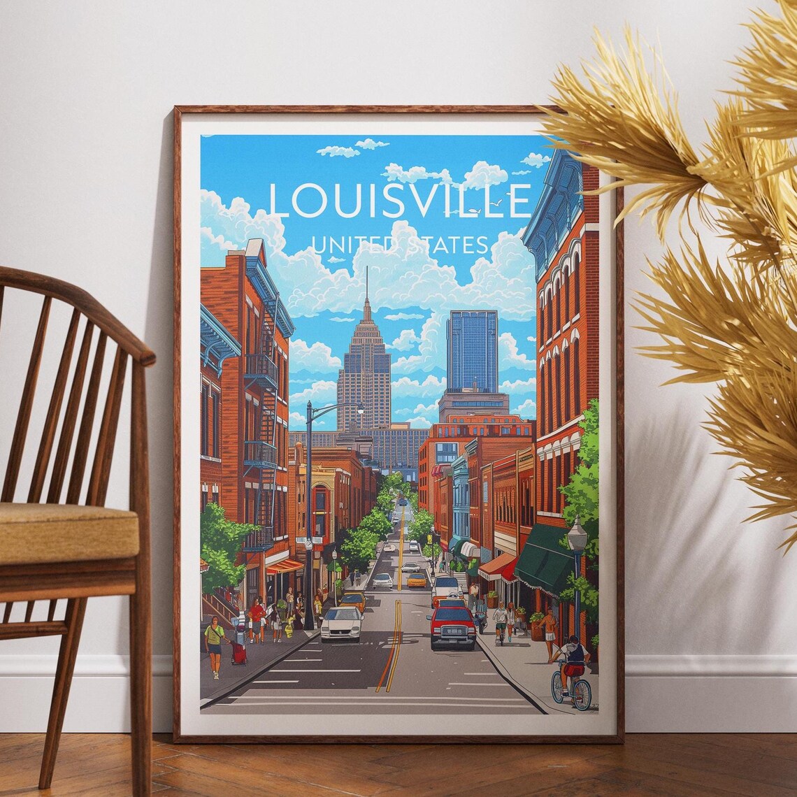Louisville United States City Street Skyline Vintage Travel Poster