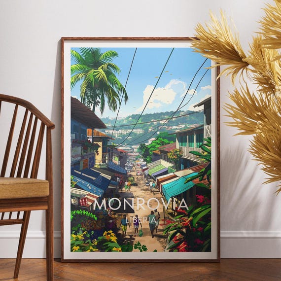 Monrovia Travel Print Liberia Poster Wall Art Africa