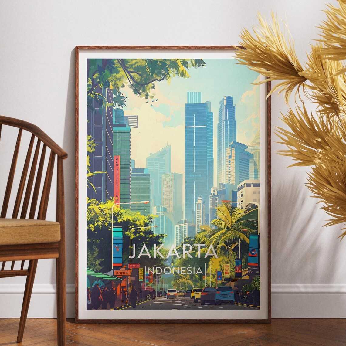 Jakarta Travel Poster, Indonesia Island Asia Java