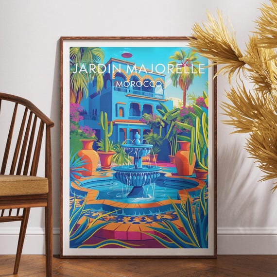 Jardin Majorelle Travel Print Morocco Poster Wall Art Marrakesh Africa