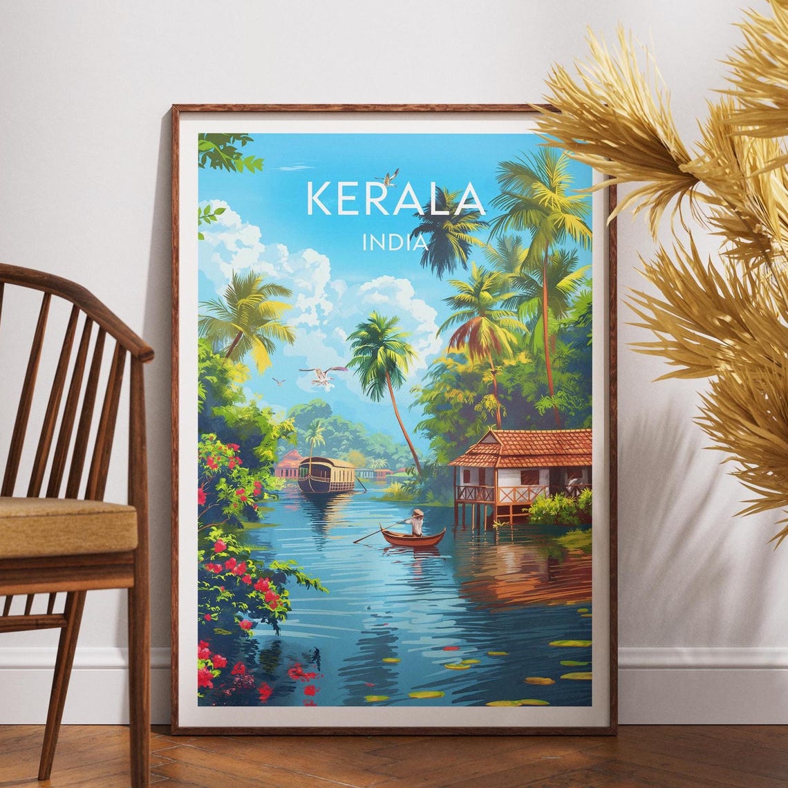 Kerala Travel Poster, India Wall Art