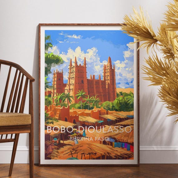 Bobo Dioulasso Travel Print Burkina Faso Poster Africa Wall Art