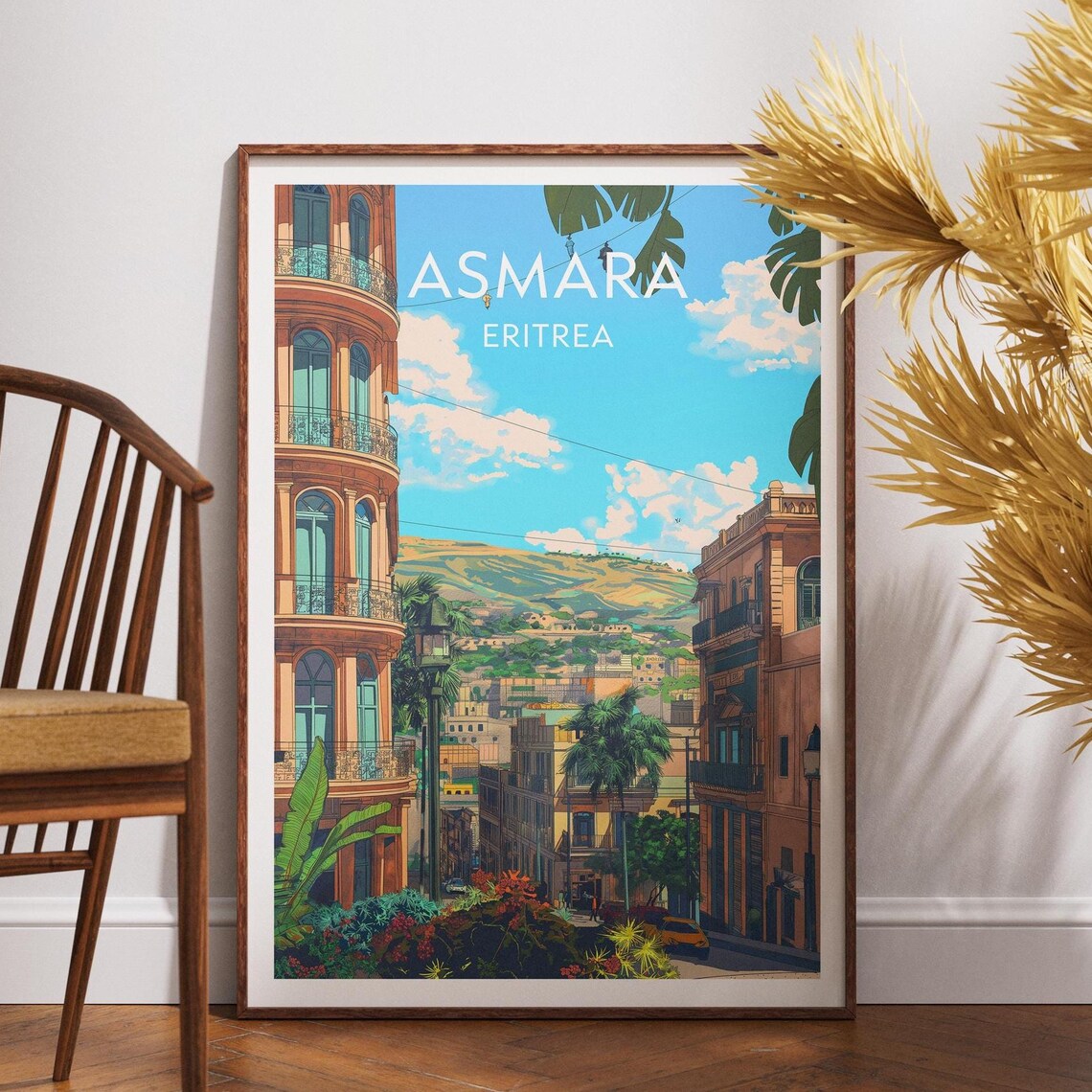 Asmara Eritrea Colonial Street Arched Balconies Africa Travel Poster