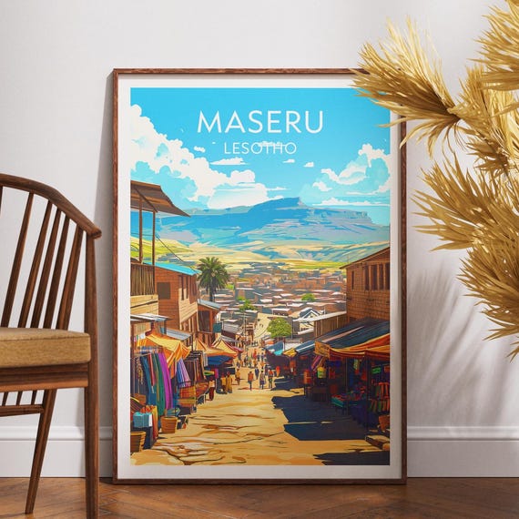 Maseru Travel Print Lesotho Poster Wall Art Africa