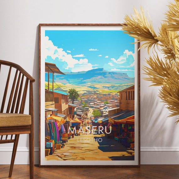 Maseru Travel Print Lesotho Poster Wall Art Africa