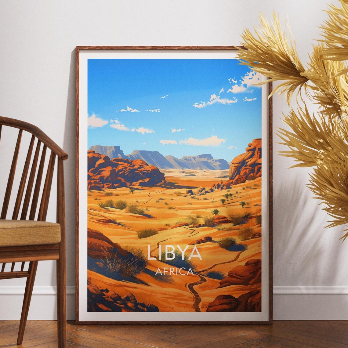 Libya Africa Sahara Desert Landscape Portrait Style Travel Poster