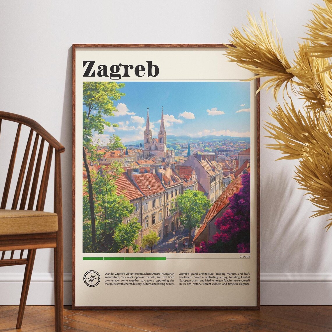Zagreb Croatia Cathedral View Historic Old Town Travel Poster