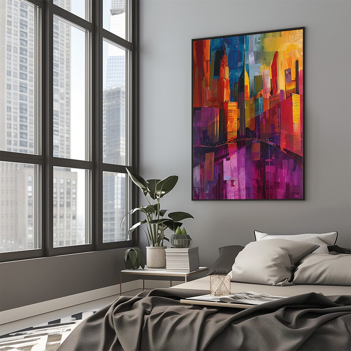 Abstract New York Skyline Colorful Geometric Modern City Poster - Image 3