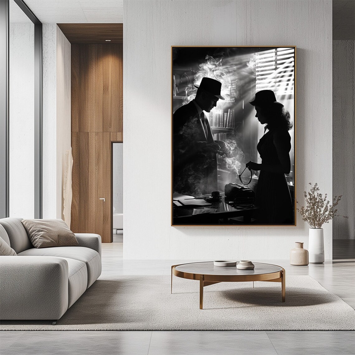 Vintage Film Noir Detective Silhouette Mystery Cinema Art Poster - Image 2